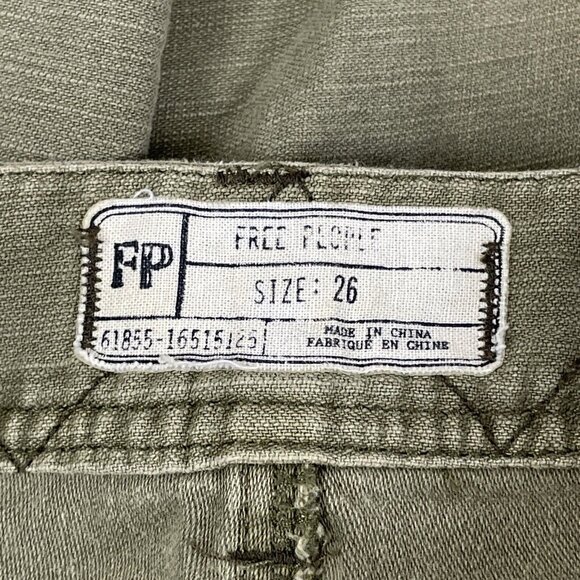 Free People Utility Pants Women's Size 26 Green Cotton Casual Comfort - Picture 3 of 13